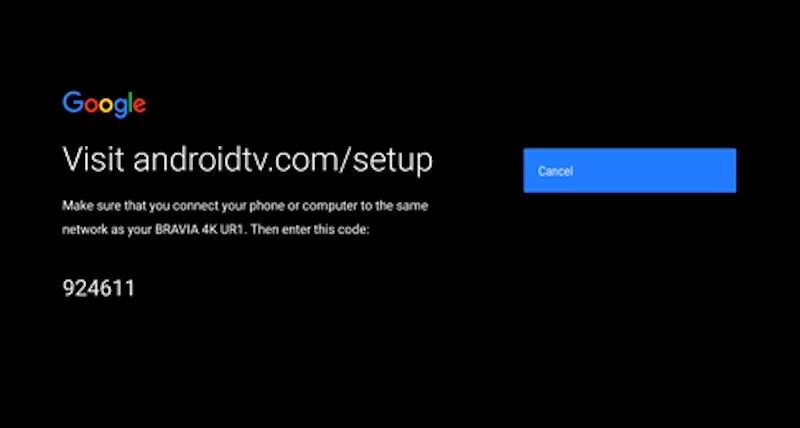 android tv inserimento codice