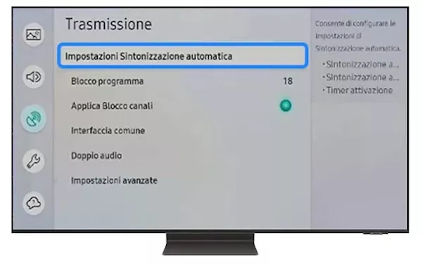 sintonizzare tv samsung 1