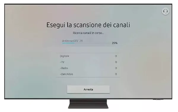 sintonizzare tv samsung 4